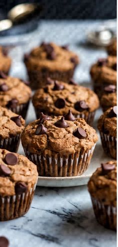 A photo of a  Plantain Chocolate Chip Muffins a Healthy Dessert Recipes