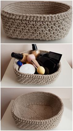 Free crochet pattern, square basket. Free Crochet Household Patterns, Crochet Basket Macrame Cord, Crochet Bread Basket Free Pattern, Easy Cotton Crochet Projects, Polyester Yarn Crochet Patterns, Easy Crochet Home Decor, Diy Kids Presents, Bag O Day Crochet Tutorials Free Pattern, Crochet Household Items Free Pattern