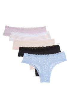 - Pack of 5 . Thong cut. Lace trim. Assorted colors. Imported Machine wash 89% nylon, 11% spandex Japanese Wardrobe, Shower Essentials, H&m Baby, Comfortable Fits, Dr Closet, Under Wear, Cute Bras, Swag Style