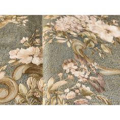 two images of the same fabric with flowers on it