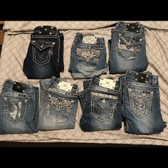 Row 1 Pair 1: Size 24 Inseam 34 Inches Bootcut Miss Me Jeans Row 1 Pair 2: Miss Me Shorts Size 24 Row 1 Pair 3: Size 25 Inseam 35 Inches Bootcut Miss Me Jeans Row 2 Pair 1: Size 25 Inseam 35 Inches Bootcut Miss Me Jeans Row 2 Pair 2: Size 25 Inseam 35 Inches Bootcut Miss Me Jeans Row 2 Pair 3: Size 25 Inseam 35 Inches Bootcut Miss Me Jeans Row 2 Pair 4: Size 25 Inseam 35 Inches Bootcut Miss Me Jeans Miss Me Shorts, Outfit Inspo Casual, Miss Me Jeans, Jeans Color, New Wardrobe, Dream Clothes, Fancy Dresses, Miss Me, Christmas List