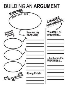 an argument worksheet with the words building an argument and instructions to write it