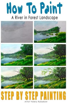 how to paint a river in forest landscape step by step painting