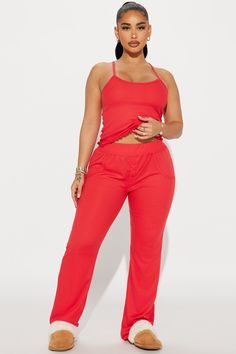 Available In Black And Red. 2 Piece PJ Set Ribbed Crop Top Adjustable Spaghetti Straps Lettuce Hem Detail Matching Pant Elastic Waistband Button Front Detail Stretch Final Sale 95% Polyester 5% Spandex Imported | Sundays Are For Snuggling Ribbed PJ Pant Set in Red size Medium by Fashion Nova Pj Pant, Lettuce Hem, Pajama Pant, Pj Pants, Ribbed Crop Top, Pant Set, Pj Sets, Lingerie Sleepwear, Red Fashion