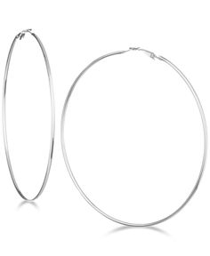 Add a fashionable edge to your look with these large hoop earrings by Guess. Styled in silver-tone, gold-tone or rose gold-tone mixed metal. Approximate diameter: 3-1/4". 2000s Earrings, Hoops Aesthetic, Hoop Earrings Aesthetic, Large Silver Hoop Earrings, Handmade Silver Jewelry, Earrings Aesthetic, Ancient Mythology, Big Hoop Earrings, Large Hoop Earrings