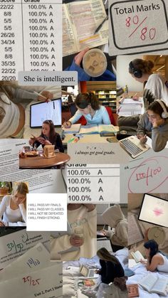 collage of images with people working on papers