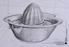 a drawing of a juicer with an orange in it's bottom and the lid