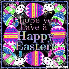 an easter card with colorful eggs and the words, i hope you have a happy easter