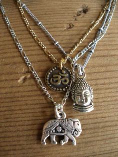 3 strand Mixed Metals Buddha Elephant OM OHM by RedGypsyJewelry, $47.00 Ohm Necklace, Buddha Elephant, Elephant Stuff, Material Gworl, Mala Making, Buddha Jewelry, Elephant Jewelry, Friendship Necklace, Zen Yoga