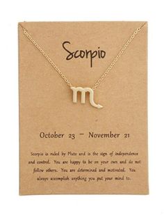 Elegant Scorpio Zodiac Sign 12 Constellation Necklaces Pendant Charm Gold Chain Necklaces for Women Jewelry  Scorpio: October 23-November 21 Scorpio is ruled by Pluto and is the sign of independence and control.  You are happy to be on your own and do not follow others.  You are determined and motivated.  You always accomplish anything you put your mind to. Scorpio Necklace Aesthetic, Scorpio Chain, Scorpion Zodiac, Zodiac Sign Constellation, Scorpio Symbol, Gold Chain Necklaces, Scorpio Necklace, Scorpio Zodiac Sign, Scorpio Zodiac Facts