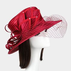 New With Tags This Item Has Original Tags And Shows No Visible Signs Of Wear. Description Color : Burgandy Size : One Size Looped Petal Mesh Veil Braid Hat Size: One Size / Adjustable Inner Band Crw: 22.5" D: 13.75" H: 4" Red Short Brim Hats For Church, Red Brimmed Hat For Church, Red Brimmed Church Hat, Red Mini Hats For Spring, Red Party Hat, One Size Fits Most, Red Curved Brim Hat For Spring, Red Short Brim Hats For Spring, Red Hat For Kentucky Derby, One Size Fits Most, Elegant Red Hat One Size Fits Most