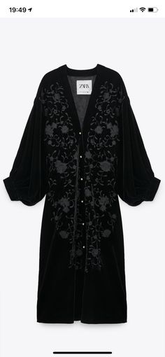 Zara Embroidered Dress, Zara Maxi Dress, Mode Kimono, Sunflower Dress, Velvet Kimono, Embroidered Kimono, Embroidered Velvet, Playsuit Dress, Velvet Trousers