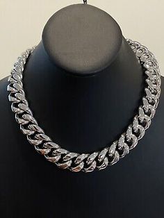 Top Rated 18mm Men's Miami Cuban Link KILO Choker White Gold Stainless Real Hip Hop Chain, Fashion Jewelry Cuban Chain Aesthetic, 333 Jewelry, Cuban Link Choker, Chains Aesthetic, Hip Hop Chains, Real Hip Hop, Y2k Accessories, Miami Cuban Link, Miami Cuban