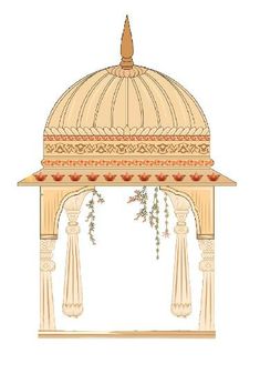 Wedding invitation material gazebo Mandap Illustration Background, Rajasthani Mahal, Mandap Illustration, Rajasthani Elements, Haldi Design, Fort Illustration, Pichwai Designs, Jharokha Art, Salim Ali