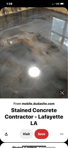 a concrete floor that has been cleaned and is being used as an ad for a company