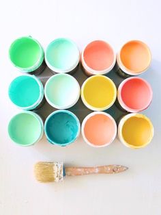 an instagram page with several different colored bowls and a paintbrush on the bottom