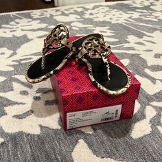 Size 7.5. Never Worn. In Absolutely Beautiful Condition. Runs Small, Only Reason For Selling Tori Birch Shoes, Tory Burch Rope Sandals, Tory Burch Charm Mules, Tory Burch Sandals Black, Tori Burch Sandals Black, Tory Burch Flip Flops, Girly Shoes, Tory Burch Shoes, Women's Shoes Sandals