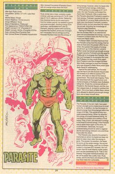 an article from the comic book's first page, featuring hulk and other characters