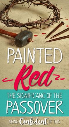 the cover of painted red, featuring a crown of thorns and nails on top of a table