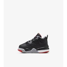 Jordan 4 Retro (Td) Toddlers Style : Bq7670 Size: 6.  Color: Black.  Gender: unisex.  Age Group: toddler. Bred Jordan 4, Jordan 4 Retro Bred, Jordan 1 Low White, Jordan Outfits, Toddler Girl Shoes, Black Fire, Accessories Packing, Jordan 4 Retro, Girls Shoes Kids