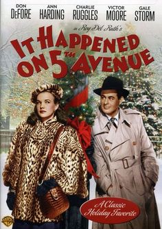 the movie poster for it happened to be 5 - 7 avenue, starring actors in coats and hats