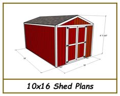 the 10x16 shed plans are shown with measurements