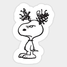 a sticker with a drawing of a person wearing reindeer antlers on their head