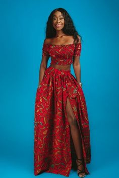 Fitted Two-piece Maxi Dress, Fitted Red Maxi Skirt, Red Fitted Maxi Skirt, African Maxi Skirt, African Print Maxi Skirt, Dress Ankara