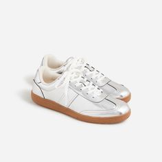 J.Crew field sneakers in metallic Hoc Winter, Kate Arends, Usa Swimming, Jcrew Collection, 2024 Style, February 6th, Sneakers For Women, Loafer Sneakers, Linen Shop