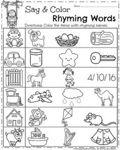 a worksheet for children to learn how to write and color rhyming words