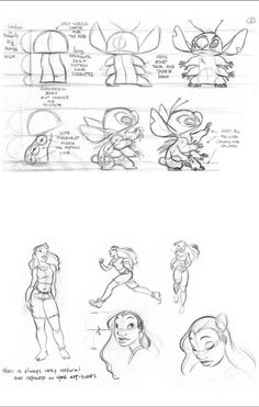 some sketches from the animated character sheet