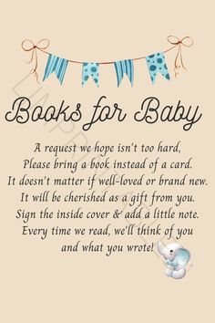 a baby poem with an elephant on it's back and the words, books for baby