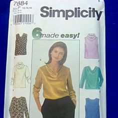 a woman's blouse and pants sewing pattern with the words simpl city on it