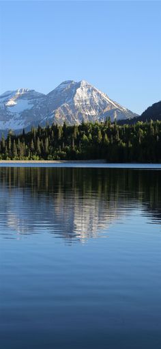 the mountains are reflected in the still water