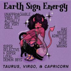 an advertisement for the earth sign energy show, featuring a woman sitting on top of a black cat