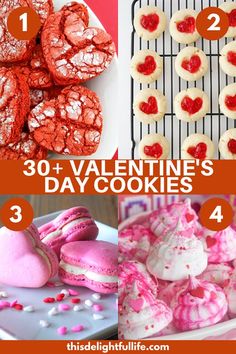 valentine's day cookies and desserts with text overlay