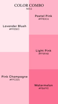 the color scheme for pink is shown in three different colors, each with their own name