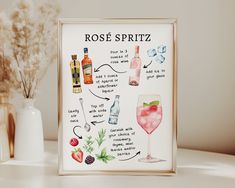 a framed poster with the words rose spritz on it