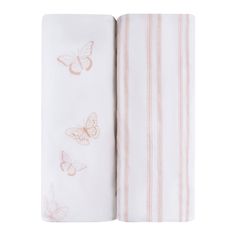 two sheets with butterflies on them and one is folded in the same pattern as the rest of the sheet