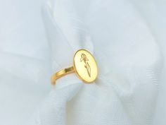 ∙ B I R T H ∙ F L O W E R ∙ R I N G ∙ 18K gold plated over sterling silver. Gift for her. Birthday gift. ✓ Iris birth flower ring that are perfect for spoiling yourself or gifting. ✓ Birth month flower ring It will be the right choice for your daily use Style * Minimalist jewelry * Birth flower * Iris ring * Birth month flower *  A gentle symbol of birth combined with a personalized option for any occasion. That's what makes this exquisite ring so sweet and soulful. You can order an engraving of Iris Jewelry, Iris Ring, Birthday Mother, Mother Day Gift, Gift For Her Birthday, Month Flowers, Birth Month Flowers, Birth Flower, One Ring