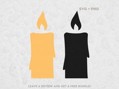 two candles with the words leave a review and get a free bundle