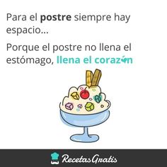 a poster with an ice cream sundae on it and the caption in spanish