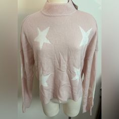 Brand New With Tags! Pink Star Sweater, Pink Champion Sweatshirt, Raglan Sleeve Sweater, Sleeveless Sweater Vest, Heavy Sweaters, Pink Star, Star Sweater, Pink Stars, Yellow Sweater