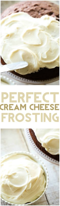 two pictures showing how to make the perfect cream cheese frosting