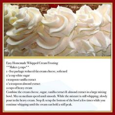 the recipe for homemade whipped cream frosting