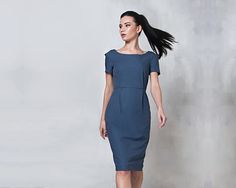 Gray dress from linen is very elegant. The dress is suitable for any occasion - everyday work in office or cocktail party. It is self-sufficient and combinable at the same time, which allows getting a new look every time you change jewellery and accessories.  Features of the model:  * made from quality linen * cotton lining * fitted silhouette * below the knee length (65 cm from the waist) * short sleeve (20 cm) * boat neckline * fold on the back * zipper on the back THIS DRESS IS ALSO AVAILABLE IN OTHER FABRIC:  https://www.etsy.com/listing/699498179/cotton-dress-gray-dress-office-dress?ref=shop_home_active_8 IMPORTANT NOTICE: Please agree with us your size before making an order. MEASUREMENT CHART: 6 (USA) / 36(EU) / 42 (UA) - 33"/26"/35" 8 (USA) / 38(EU) / 44 (UA) - 34,5"/28"/36,5" 10 ( Fitted Knee-length Linen Dress For Daywear, Elegant Fitted Knee-length Linen Dress, Casual Knee-length Light Wash Midi Dress, Chic Dark Wash Knee-length Midi Dress, Blue Fitted Knee-length Linen Dress, Vintage Flare Dress, Weddind Dress, Linen Sheath Dress, Fitted Sheath Dress