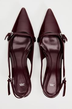 Blazers Shoes, Zara Heels, Burgundy Shoes, Slingback Shoes, Cardigan Sweater Dress, Buckle Shoes, Slingback Heel, Court Shoes, Skorts