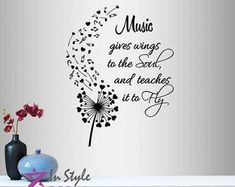 music gives wings to the soul and teaches it to fly wall decal