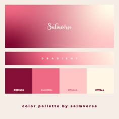 the color palette by saliverse is pink and white, with gold lettering on it