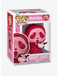 a pink ghost face pop vinyl figure in a box